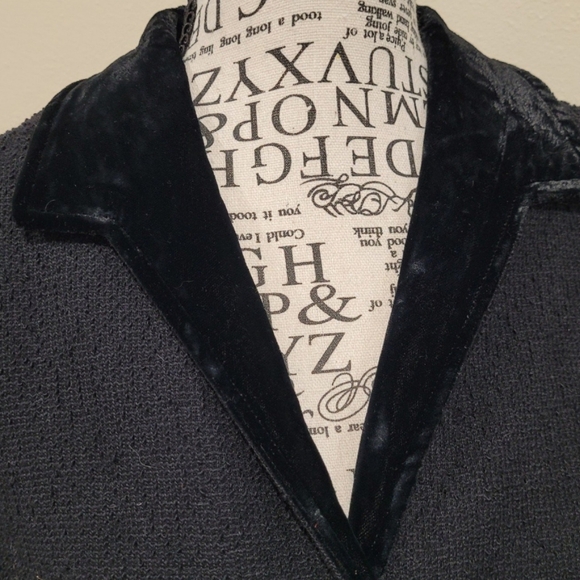 Vintage Butte Knit textured Wool jacket 3/3 sleeve button front velvet trim - Picture 3 of 9